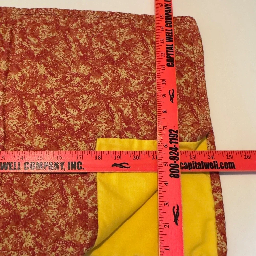 Vintage Style Yellow Birdhouse Embroidered Table Runner Reversible Red 48x15